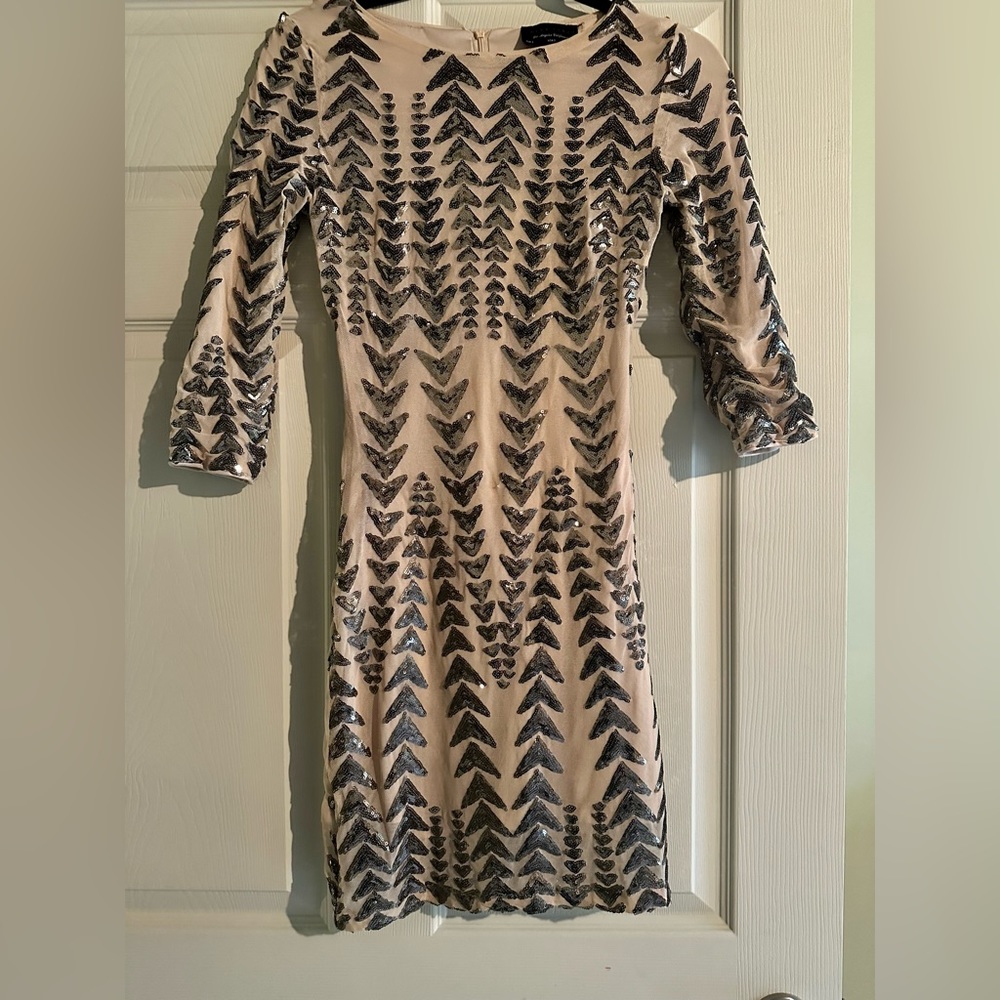 Dress Forum Sheer Embellished Mini Dress